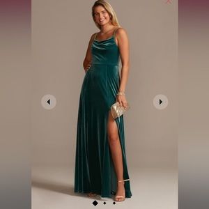 David’s bridal Gem Color size 4 dress velvet cowl neck spaghetti strap